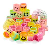 JOYIN 30 Pcs Spring Rainbow Party Favor, Mini Plastic Coil Spring Toy, Fidget Stress Coil Mini Springs Bulk Toys for Carnival Prize Birthday, Halloween Goodie Bag Stuffers