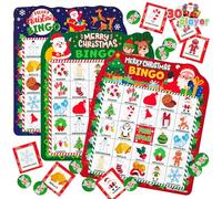 JOYIN 30 Players Christmas Bingo Cards Game, 3 Colors Kids Bingo Cards for Classroom School Family Group Activities, Holiday Winter Bingo for Xmas Party Supplies Adults Indoor Party Games