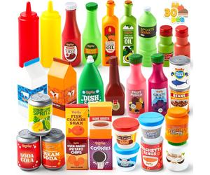 JOYIN 30Pcs Play Food Grocery Cans, Pretend Play Kitchen Accessories, Includes
