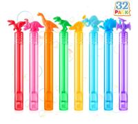 JOYIN 32 Pack Bubbles Party Favors for Kids, 8 Colors Dinosaur Mini Bubble Wands, Goodie Bag Stuffers, Treasure Box Toys, Classroom Prizes for Boys Girls, Party Bag Fillers for Kids