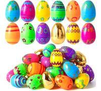 JOYIN 32 Pcs Printed Easter Eggs include 8 Golden Eggs, 3.15" Colorful Plastic Easter Eggs, Fillable Empty Eggs for Easter Egg Hunt, Basket Stuffer Filler, Egg Toddler Gift,Party Favors