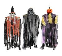 JOYIN 35" Hanging Ghost Halloween Decorations - Grim Reaper, Witch for Outdoor Decor (3 Pack)