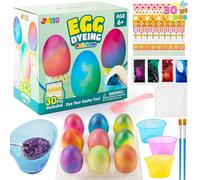JOYIN 35 PCS Rainbow Easter Egg Dye Decoration Kit Multicolor Liquid Dyes for Tie-Dye Fun with Brushes, DIY Egg Coloring Set for Kids Easter Activities, Theme Party, Egg Hunt Fun