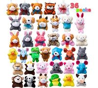 JOYIN 36 Pack Mini Animal Plush Toy Assortment 2.5-3”(6.4-7.6cm Each), Bulk Stuffed Animals Party Favors for Kids, Small Animals Plush Keychain Decoration, Carnival Prizes, Party Bag Fillers for Kids
