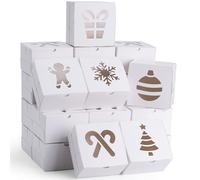 JOYIN 36 Pcs Christmas Cookie Boxes, White Treat Boxes with Window 4" x 4" x 2.5" Bakery Gift Wrapping Box for Xmas Holiday Party Favor Pastries, Cupcakes, Cookies Donuts Gift-Giving