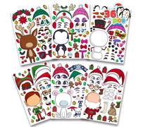 JOYIN 36 Pcs Christmas Make-a-face Sticker Sheets Make Your Own Xmas Characters Mix and Match Sticker with Full Body Design Reindeer, Snowman, Elf, for Kids Party Favor Art Craft Classroom Activities