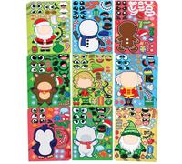 JOYIN 36 Pcs Christmas Make-a-face Sticker Sheets Make Your Own Xmas Characters Sticker with Santa Santa, Gnome, Reindeer, Snowman, for Kids Party Favor, Art Craft Supplies, Classroom Activities Game