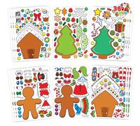 JOYIN 36 Pcs Christmas Make-a-face Sticker Sheets Make Your Own Xmas Cute Stickers with Gingerbread and Tree Sticker Series Design for Kids Party Favor, Art Craft Supplies, Classroom Activities Game