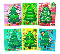 JOYIN 36 Pcs Christmas Tree Stickers Make Your Own Xmas Stocking Stuffers, Holiday Presents, Green Stickers for Kids Party Favor, Art Craft Supplies, Classroom Activities Game