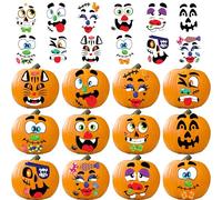 JOYIN 36 Pcs Halloween Pumpkin Decorating Stickers, Halloween Party Favor, Kids Art Craft Party Supplies, Funny Jack-O-Lantern Face Sticker Sheets, Classroom Activities Games Goodies Gifts