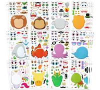 JOYIN 36 PCS Make-a-face Sticker Sheets, Make Your Own Animal Mix and Match Animals Sticker Sheets for Children, Sticker Faces for Kids, Stickers for Party Bags, Kids Party Favor Supplies