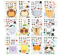 JOYIN 36 PCS Make-a-face Sticker Sheets, Make Your Own Animal Mix and Match Animals Sticker Sheets for Children, Sticker Faces for Kids, Stickers for Party Bags, Kids Party Favor Supplies