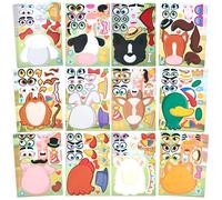 JOYIN 36 PCS Make-a-face Sticker Sheets, Make Your Own Farm Animal and Match Animals Sticker Sheets for Children, Sticker Faces for Kids, Stickers for Party Bags, Kids Party Favor Supplies