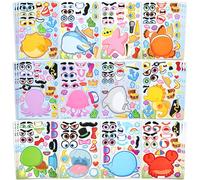 JOYIN 36 PCS Make-a-face Sticker Sheets, Make Your Own Sea Animals and Match Animals Sticker Sheets for Children, Sticker Faces for Kids, Stickers for Party Bags, Kids Party Favor Supplies