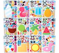 JOYIN 36 PCS Make-a-face Sticker Sheets, Make Your Own Summer and Match Animals Sticker Sheets for Children, Sticker Faces for Kids, Stickers for Party Bags, Kids Party Favor Supplies