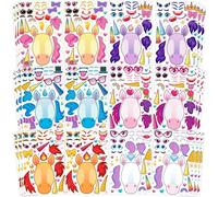 JOYIN 36 PCS Make-a-face Sticker Sheets Make Your Own Unicorn Fantasy Animal Mix and Match Sticker Sheets with Fantasy Unicorn Animals Kids Party Favor Supplies Craft