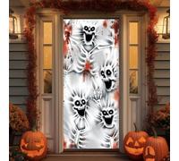 JOYIN 3D Design Scary Skeleton Door Cover 30” x 72” for Halloween Skeleton Door, Window and Wall Cover Indoor Outdoor Decoration
