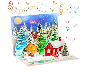 JOYIN 3D Pop-up Card with Light and Music, Pop Up Greeting Holiday Cards, Greeting Cards for Christmas,Party Toy Gifts, Kids Xmas Fun Gifts