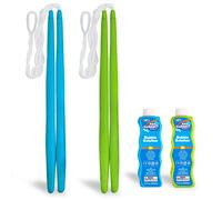 JOYIN 4 Big Bubble Wands Kit: 2 Giant Magic Bubble Wands, 2 Bubble Concentrate Solutions(354ml*2), Summer Bubble Party Favors, Yard Games, Outdoor Water Toy Game Activities for Kids, Toddlers