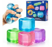JOYIN 4 Pack Clear Stress Cube, 2''/ 5cm High Density Cube Toy, Slow Rising Sensory Squishy Toys for Adults, Birthday Gifts, Party Favors, Classroom Prizes