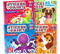 JOYIN 4-Pack Sticker Painting Book for Kids Ages 4-8 Crafts Gift Party Favor Creations 40 Pictures - Mess-Free Art Play for Kids' Creative Adventures at Home and While Traveling