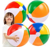 JOYIN 4 Packs 20"/50.8cm Inflatable Beach Balls, Large Rainbow Beach Balls for