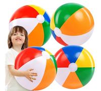 JOYIN 4 Packs 20"/50.8cm Inflatable Beach Balls, Large Rainbow Beach Balls for Pool Parties, Kids and Adults Summer Pool Party Toys, Beach Toys, Party Favors