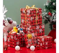 JOYIN 4 Pcs Christmas Nesting Gift Boxes, Xmas Stackable Gift Boxes Set with Lids for Gift Wrapping Party Decor, Christmas Decorative Stacking Boxes with 4 Size