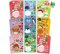 JOYIN 40 PCS Make-a-face Sticker Sheets Make Your Own Characters Mix and Match Sticker Sheets with Santa Claus, Reindeer, Gingerbread, Snowman and Elf, Kids Party Favor Supplies Craft