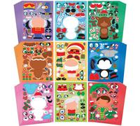 JOYIN 45 Pcs Christmas Make A Face Sticker, Xmas Stickers Make Your Own Arts & Crafts with Santa Santa, Gnome, Reindeer, Snowman,Christmas Mix & Match Gifts for Kids School Activities Party Supplies