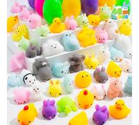JOYIN 48 Mochi Squishy Prefilled Easter Eggs; Kawaii Stress Reliever Squishies Toys Inside for Easter Theme Party Favor, Easter Eggs Hunt, Basket Filler, Classroom Prize Supplies, Multicolor