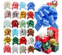 JOYIN 48 PCS Christmas Pull Bows with Ribbon 5” Wide for Gift Wrapping & Gift Tags, Boxing Day Decorations, Holiday Décor Present Wrapping
