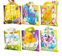 JOYIN 48 Pcs Easter Gift PE Bags 11.8" x 11.8", Egg Shaped PE Easter Gift Goodie Bags Party Treat for Egg Hunt, Kids Party Favor Supplies