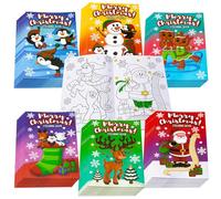 JOYIN 48 Pcs Mini Christmas Kids Coloring Books Bulk in 6 Covers for Kids with Snowman, Santa Santa, Reindeer,Make Your Own Craft School Activities Party Supplies