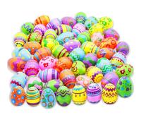 JOYIN 48 Pcs Plastic Printed Bright Easter Eggs 2.3" Tall for Easter Hunt, Basket Stuffers Fillers, Classroom Prize Supplies, Filling Treats and Party Favor