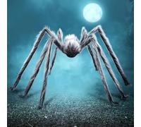 JOYIN 5 Ft Halloween Giant Spider Outdoor Decorations - Scary Hairy Realistic Large Gray Props for Yard, Patio, Lawn, Garden, Window - Creepy Decor for Haunted Houses