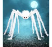 JOYIN 5 Ft Halloween White Giant Spider Outdoor Decorations, Large Hairy Scary Fake Big Realistic Props for Yard Party Lawn Garden Indoor Decor and Haunted House