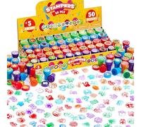 JOYIN 50 Pcs Assorted Stamps for Kids - Self-Ink Stamps with 50 Designs for Birthday Party Favor, Carnival Prizes, School Stampers, Goodie Bag, Halloween, Christmas (Zoo, Holiday Stampers)