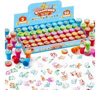 JOYIN 50pcs Animal Stamps for Kids, Assorted Self Inking Stamps for Children, Animal Stamp Set,(5 Mixed Color 50 Different Designs, Party Bag Fillers for Kids, Prize Bag Fillers for Home, School