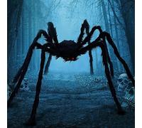 JOYIN 6.5ft Halloween Spider Outdoor Decorations, Scary Giant Large Spider Props for Halloween Outside Decor, Indoor Party Supplies and Yard Lawn Decoration, Black