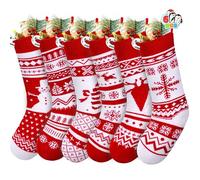 JOYIN 6 Pack 45cm Knit Christmas Stockings, Large Rustic Yarn Xmas Stockings for Family Holiday Decorations