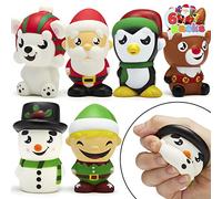 JOYIN 6 Pack Christmas Themed Squishy Toys Slow Rising Stress Relief Super Soft Squeeze Kawaii Cute Christmas Friends Characters Toys for Boys Girls
