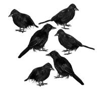 JOYIN 6 Pack Halloween Raven Decor - Fake Crow Props for Desks, Trees, Walls, Windows - Indoor/Outdoor Party & Haunted House Decorations