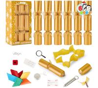 JOYIN 6 Pcs 10" Gold Christmas No-Snap Party Toy, No Snap Party Table Favor Set with Joke Hat & Gifts, Kids Xmas Fun Gifts, Christmas Party Toy Gifts