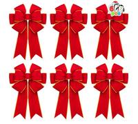 JOYIN 6 PCS 14" x 12" Red Velvet Bows for Christmas, Large Red Christmas Bows for Wreath, Tree, Gift Boxes, Outdoor Decorations, Velvet Bows for Christmas Tree, Holiday Party Supplies