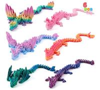 JOYIN 6 Pcs 3D Printed Dragon (24cm) Party Bag Fillers for Kids, 6 Colorful 3D Printed Flexible Articulated Dragon Fidget Toys for Stress Relief Squeeze, Party Favors Gifts for Boys and Girls