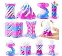 JOYIN 6 Pcs 3D Printed Impossible Cone Toys Set, Pastel Color Flexible Pyramid Passthrough Toys for Stress Relief, Party Favors for Kids, Christmas Stocking Stuffers