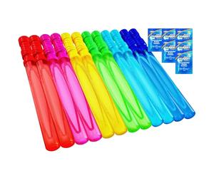 JOYIN 6 PCS 4oz/118ml Big Bubble Wands for Kids, 14.6"/37cm Bubble Wand with 6 * 12ml Concentrated Bubbles Refill Solution for Summer Toy Party Favor, Outdoors Activity, Easter Basket Stuffers
