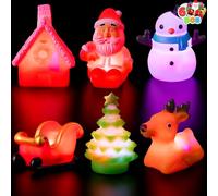 JOYIN 6 PCS Christmas Light Up Bath Toys, LED Baby Bathtub Toys Glow in The Dark Pool Toys, Christmas Toys for Kids Toddlers Boys Girls Christmas Stocking Stuffers Party Favor Gifts