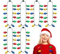 JOYIN 6 PCS Christmas Necklace Christmas Light Necklaces 12 LED Bulbs Accessories Light Bulbs for Adults Kids Holidays Parties Favors Accessories Decorations